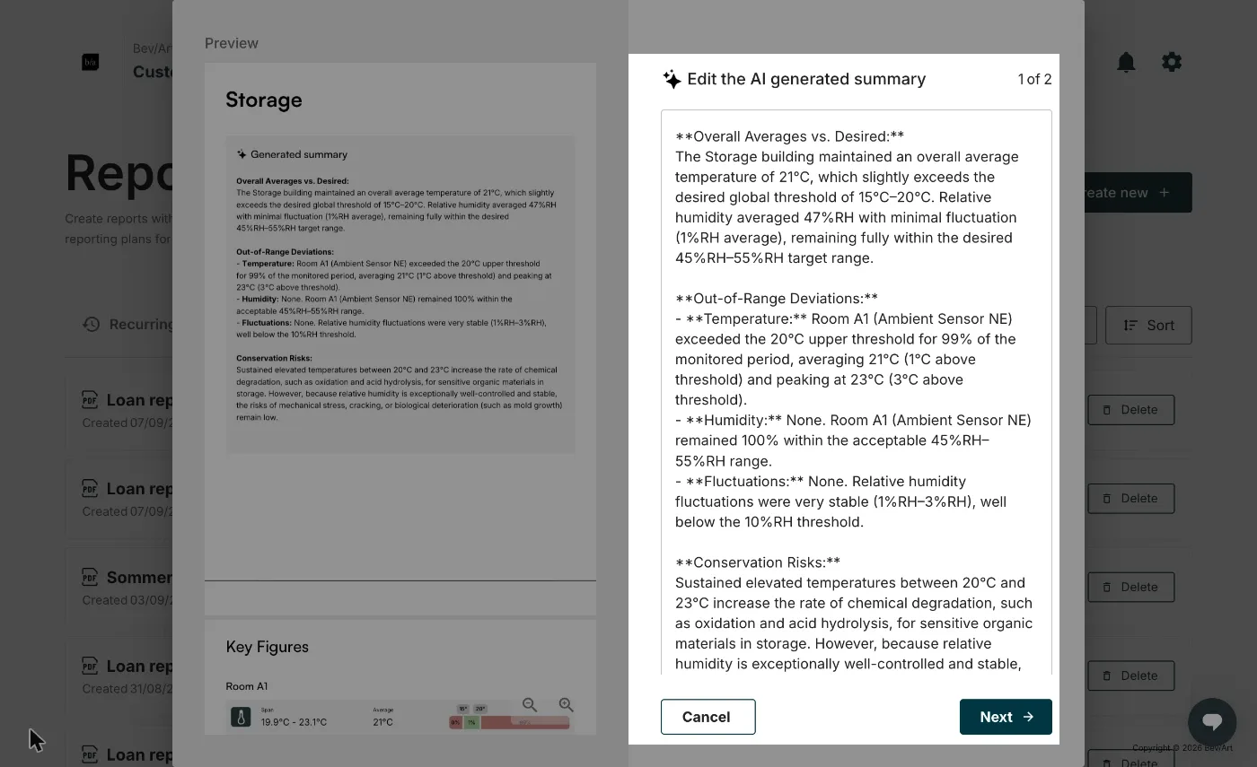 The summary editor, with the PDF preview on the left and the editable text on the right